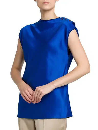 Giorgio Armani Women's Buttoned Silk Satin Blouse - Humming Bird - Size 4 | Thumbnail 4 Giorgio Armani Women's Buttoned Silk Satin Blouse - Humming Bird - Size 4 | Thumbnail 4