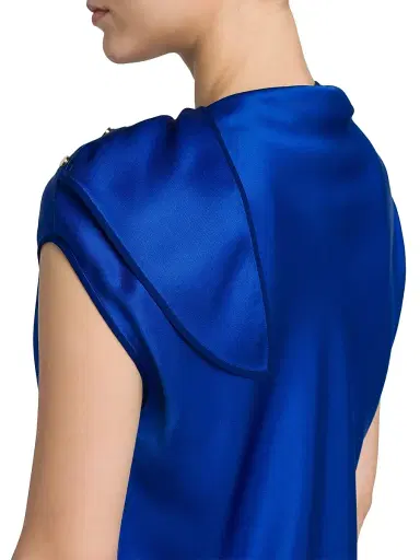 Giorgio Armani Women's Buttoned Silk Satin Blouse - Humming Bird - Size 4 | Thumbnail 6 Giorgio Armani Women's Buttoned Silk Satin Blouse - Humming Bird - Size 4 | Thumbnail 6