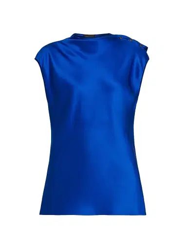 Giorgio Armani Women's Buttoned Silk Satin Blouse - Humming Bird - Size 4 | Thumbnail 1 Giorgio Armani Women's Buttoned Silk Satin Blouse - Humming Bird - Size 4 | Thumbnail 1