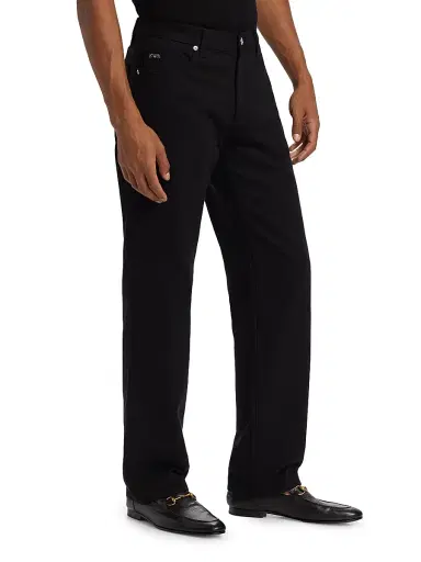 Emporio Armani Men's Five-Pocket Straight-Leg Pants - Black | Thumbnail 4 Emporio Armani Men's Five-Pocket Straight-Leg Pants - Black | Thumbnail 4
