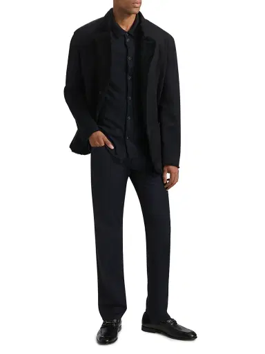 Giorgio Armani Men's Button-Front Cashmere Shirt - Navy | Thumbnail 2 Giorgio Armani Men's Button-Front Cashmere Shirt - Navy | Thumbnail 2