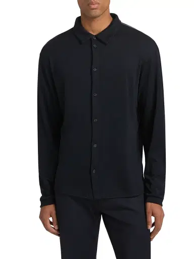 Giorgio Armani Men's Button-Front Cashmere Shirt - Navy | Thumbnail 3 Giorgio Armani Men's Button-Front Cashmere Shirt - Navy | Thumbnail 3