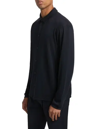 Giorgio Armani Men's Button-Front Cashmere Shirt - Navy | Thumbnail 4 Giorgio Armani Men's Button-Front Cashmere Shirt - Navy | Thumbnail 4