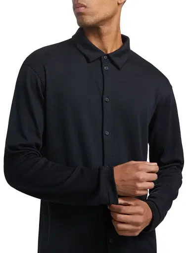 Giorgio Armani Men's Button-Front Cashmere Shirt - Navy | Thumbnail 6 Giorgio Armani Men's Button-Front Cashmere Shirt - Navy | Thumbnail 6