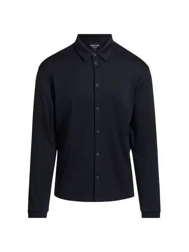Giorgio Armani Men's Button-Front Cashmere Shirt - Navy | Thumbnail 1 Giorgio Armani Men's Button-Front Cashmere Shirt - Navy | Thumbnail 1