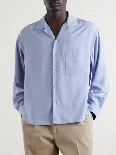 The Row Elijas Camp Collar Silk-Poplin Shirt | Thumbnail 3 The Row Elijas Camp Collar Silk-Poplin Shirt | Thumbnail 3