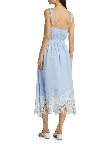 Ramy Brook Women's Aubriella Linen Lace-Trimmed Midi-Dress | Thumbnail 5 Ramy Brook Women's Aubriella Linen Lace-Trimmed Midi-Dress | Thumbnail 5
