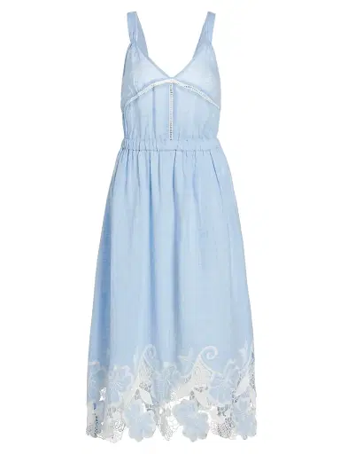 Ramy Brook Women's Aubriella Linen Lace-Trimmed Midi-Dress | Thumbnail 1 Ramy Brook Women's Aubriella Linen Lace-Trimmed Midi-Dress | Thumbnail 1