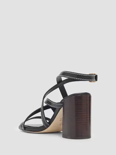 Stuart Weitzman Women's Park Block 85MM Leather Strappy Sandals - Black | Thumbnail 4 Stuart Weitzman Women's Park Block 85MM Leather Strappy Sandals - Black | Thumbnail 4