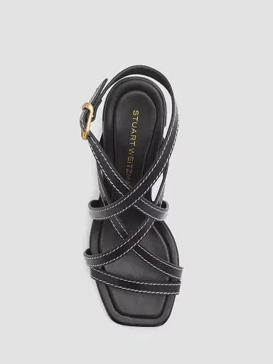 Stuart Weitzman Women's Park Block 85MM Leather Strappy Sandals - Black | Thumbnail 6 Stuart Weitzman Women's Park Block 85MM Leather Strappy Sandals - Black | Thumbnail 6