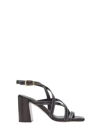 Stuart Weitzman Women's Park Block 85MM Leather Strappy Sandals - Black | Thumbnail 1 Stuart Weitzman Women's Park Block 85MM Leather Strappy Sandals - Black | Thumbnail 1