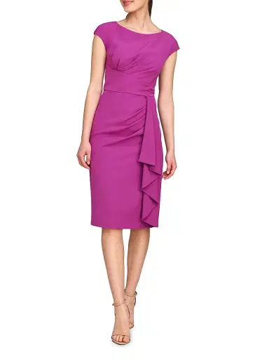 Kay Unger Women's Linden Draped Crepe Cocktail Dress - Light Cerise - Size 2 | Thumbnail 2 Kay Unger Women's Linden Draped Crepe Cocktail Dress - Light Cerise - Size 2 | Thumbnail 2