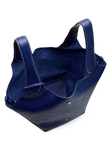Polo Ralph Lauren Women's Polo Play Medium Pebbled Leather Tote Bag - Ink | Thumbnail 3 Polo Ralph Lauren Women's Polo Play Medium Pebbled Leather Tote Bag - Ink | Thumbnail 3