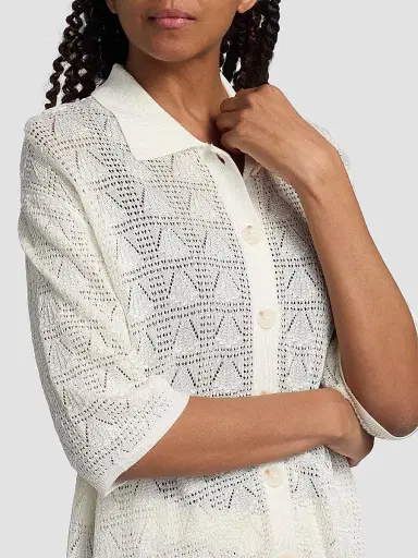 Loulou de Saison Women's Siani Lace Knit Button-Front Top | Thumbnail 6 Loulou de Saison Women's Siani Lace Knit Button-Front Top | Thumbnail 6