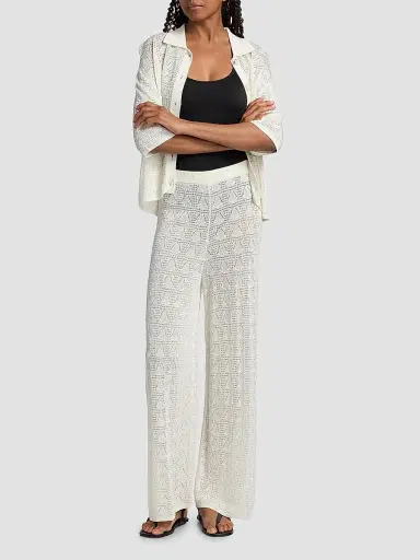 Loulou de Saison Women's Egeo Lace-Knit Wide-Leg Pants - Ivory - Size XS | Thumbnail 2 Loulou de Saison Women's Egeo Lace-Knit Wide-Leg Pants - Ivory - Size XS | Thumbnail 2