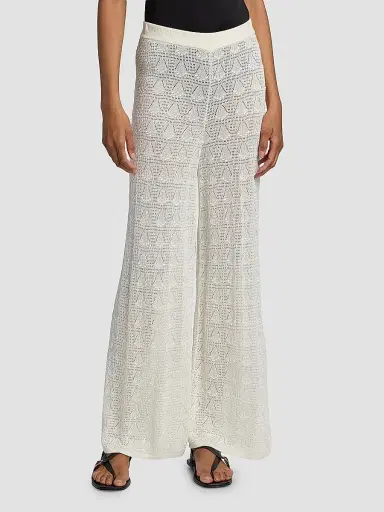 Loulou de Saison Women's Egeo Lace-Knit Wide-Leg Pants - Ivory - Size XS | Thumbnail 3 Loulou de Saison Women's Egeo Lace-Knit Wide-Leg Pants - Ivory - Size XS | Thumbnail 3
