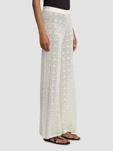 Loulou de Saison Women's Egeo Lace-Knit Wide-Leg Pants - Ivory - Size XS | Thumbnail 4 Loulou de Saison Women's Egeo Lace-Knit Wide-Leg Pants - Ivory - Size XS | Thumbnail 4