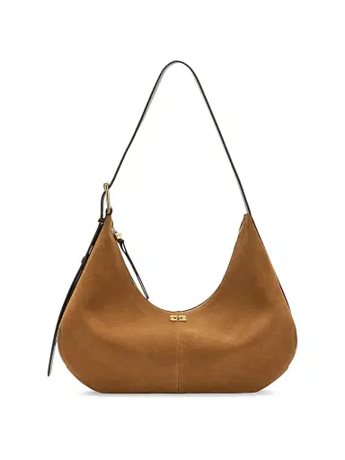 Ganni Women's Medium Suede Hobo Bag - Caramel | Thumbnail 1 Ganni Women's Medium Suede Hobo Bag - Caramel | Thumbnail 1