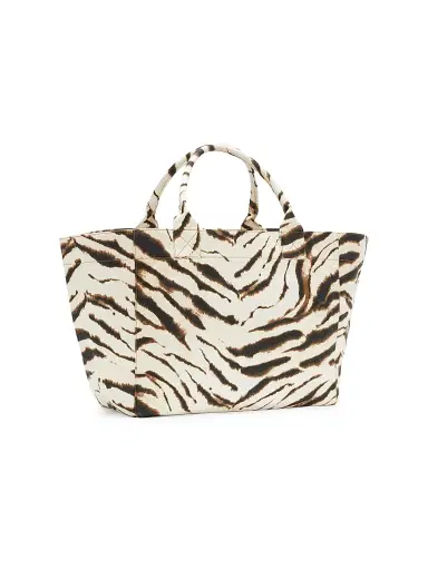 Ganni Women's Extra-Large Zebra-Print Cotton Tote Bag - White | Thumbnail 2 Ganni Women's Extra-Large Zebra-Print Cotton Tote Bag - White | Thumbnail 2