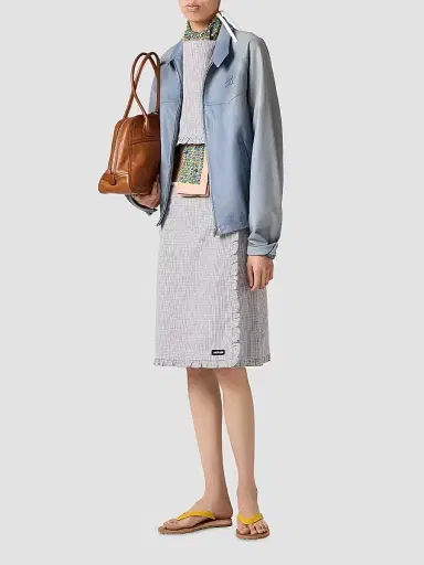 Miu Miu Women's Nappa Leather Jacket - Blue | Thumbnail 2 Miu Miu Women's Nappa Leather Jacket - Blue | Thumbnail 2