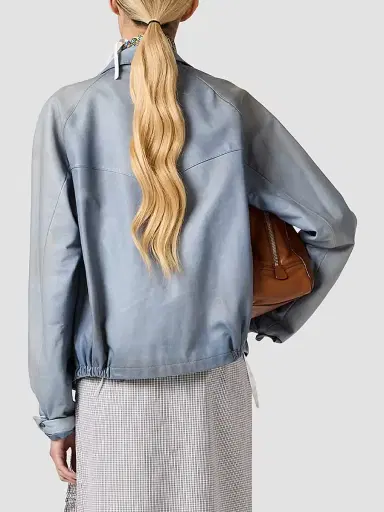 Miu Miu Women's Nappa Leather Jacket - Blue | Thumbnail 3 Miu Miu Women's Nappa Leather Jacket - Blue | Thumbnail 3