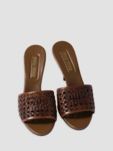 Miu Miu Women's Woven Leather Sandals - Brown - Size 10 | Thumbnail 2 Miu Miu Women's Woven Leather Sandals - Brown - Size 10 | Thumbnail 2