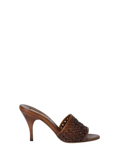 Miu Miu Women's Woven Leather Sandals - Brown - Size 10 | Thumbnail 1 Miu Miu Women's Woven Leather Sandals - Brown - Size 10 | Thumbnail 1