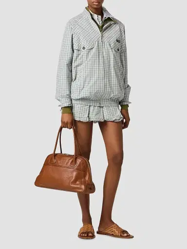 Miu Miu Women's Checked Technical Fabric Blouson Jacket - Size 6 | Thumbnail 2 Miu Miu Women's Checked Technical Fabric Blouson Jacket - Size 6 | Thumbnail 2