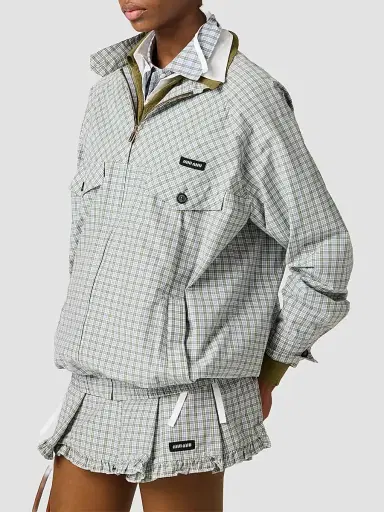 Miu Miu Women's Checked Technical Fabric Blouson Jacket - Size 6 | Thumbnail 5 Miu Miu Women's Checked Technical Fabric Blouson Jacket - Size 6 | Thumbnail 5