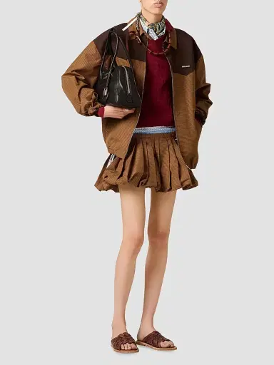 Miu Miu Women's Gingham Check Blouson Jacket - Brown - Size 2 | Thumbnail 2 Miu Miu Women's Gingham Check Blouson Jacket - Brown - Size 2 | Thumbnail 2