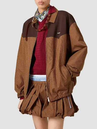 Miu Miu Women's Gingham Check Blouson Jacket - Brown - Size 2 | Thumbnail 5 Miu Miu Women's Gingham Check Blouson Jacket - Brown - Size 2 | Thumbnail 5