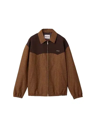 Miu Miu Women's Gingham Check Blouson Jacket - Brown - Size 2 | Thumbnail 1 Miu Miu Women's Gingham Check Blouson Jacket - Brown - Size 2 | Thumbnail 1