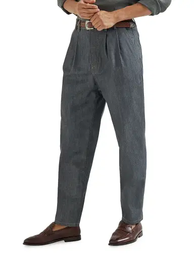 Brunello Cucinelli Men's Comfort Grayscale Denim Iconic Fit Five Pocket Trousers - Medium Grey | Thumbnail 3 Brunello Cucinelli Men's Comfort Grayscale Denim Iconic Fit Five Pocket Trousers - Medium Grey | Thumbnail 3