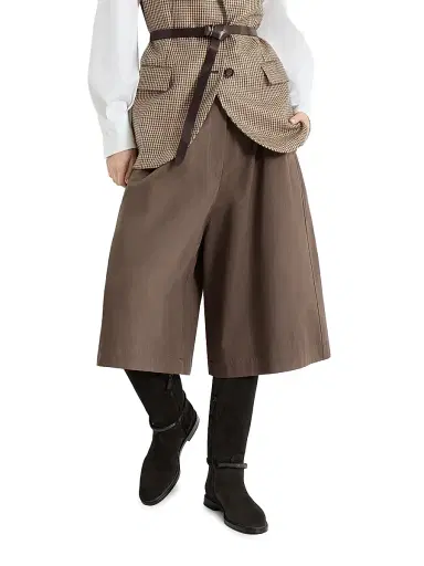 Brunello Cucinelli Women's Couture Cotton Gabardine Long Bermuda Shorts with Monili | Thumbnail 4 Brunello Cucinelli Women's Couture Cotton Gabardine Long Bermuda Shorts with Monili | Thumbnail 4