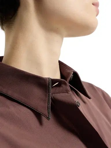 Brunello Cucinelli Women's Stretch Cotton Poplin Shirt with Shiny Collar - Grape | Thumbnail 5 Brunello Cucinelli Women's Stretch Cotton Poplin Shirt with Shiny Collar - Grape | Thumbnail 5