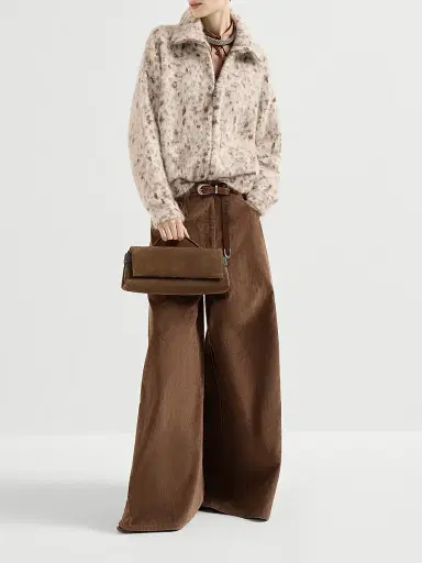 Brunello Cucinelli Women's Stretch Cotton and Cashmere Corduroy Five Pocket Maxi Trousers with Monili - Cigar | Thumbnail 6 Brunello Cucinelli Women's Stretch Cotton and Cashmere Corduroy Five Pocket Maxi Trousers with Monili - Cigar | Thumbnail 6