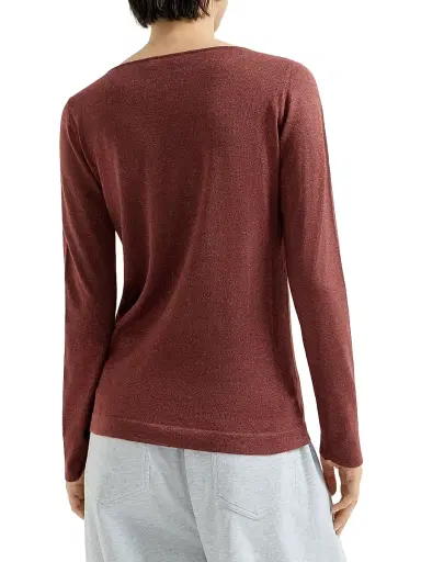 Brunello Cucinelli Women's Sparkling Cashmere and Silk Lightweight Sweater - Ruby | Thumbnail 3 Brunello Cucinelli Women's Sparkling Cashmere and Silk Lightweight Sweater - Ruby | Thumbnail 3