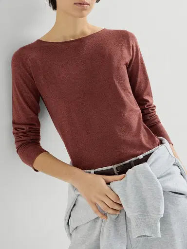 Brunello Cucinelli Women's Sparkling Cashmere and Silk Lightweight Sweater - Ruby | Thumbnail 5 Brunello Cucinelli Women's Sparkling Cashmere and Silk Lightweight Sweater - Ruby | Thumbnail 5