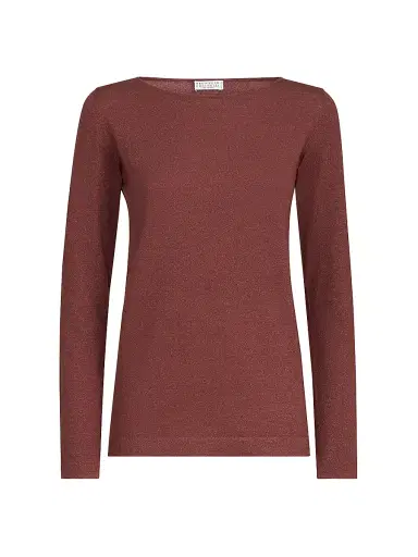 Brunello Cucinelli Women's Sparkling Cashmere and Silk Lightweight Sweater - Ruby | Thumbnail 1 Brunello Cucinelli Women's Sparkling Cashmere and Silk Lightweight Sweater - Ruby | Thumbnail 1