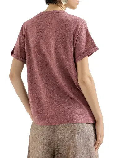 Brunello Cucinelli Women's Sparkling Cashmere and Silk Lightweight Knit T-Shirt - Purple | Thumbnail 3 Brunello Cucinelli Women's Sparkling Cashmere and Silk Lightweight Knit T-Shirt - Purple | Thumbnail 3