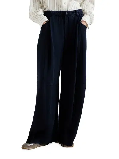 Brunello Cucinelli Women's Cotton and Silk Interlock Track Pants - Night | Thumbnail 2 Brunello Cucinelli Women's Cotton and Silk Interlock Track Pants - Night | Thumbnail 2