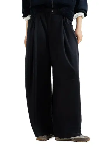 Brunello Cucinelli Women's Cotton and Silk Interlock Track Pants - Night | Thumbnail 3 Brunello Cucinelli Women's Cotton and Silk Interlock Track Pants - Night | Thumbnail 3