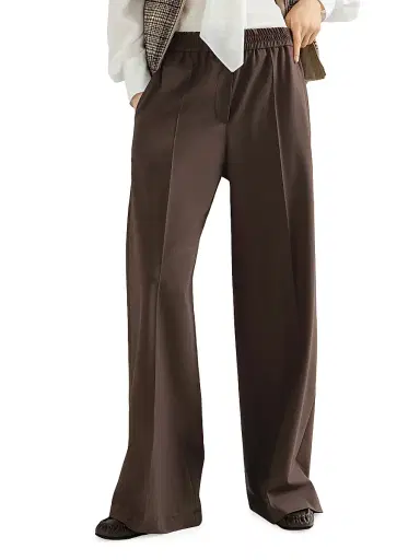 Brunello Cucinelli Women's Tropical Luxury Wool Loose Track Trousers - Coffee | Thumbnail 3 Brunello Cucinelli Women's Tropical Luxury Wool Loose Track Trousers - Coffee | Thumbnail 3