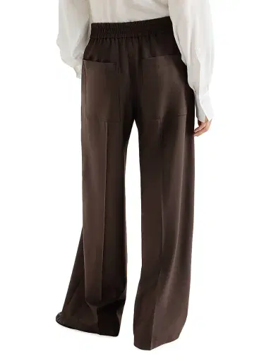 Brunello Cucinelli Women's Tropical Luxury Wool Loose Track Trousers - Coffee | Thumbnail 4 Brunello Cucinelli Women's Tropical Luxury Wool Loose Track Trousers - Coffee | Thumbnail 4
