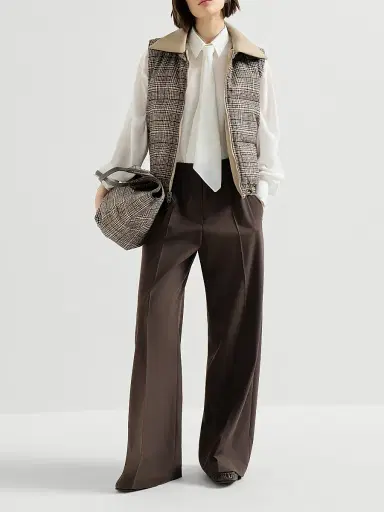 Brunello Cucinelli Women's Tropical Luxury Wool Loose Track Trousers - Coffee | Thumbnail 6 Brunello Cucinelli Women's Tropical Luxury Wool Loose Track Trousers - Coffee | Thumbnail 6