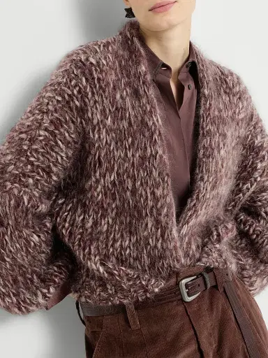 Brunello Cucinelli Women's Malfilé Mohair Cardigan - Purple | Thumbnail 5 Brunello Cucinelli Women's Malfilé Mohair Cardigan - Purple | Thumbnail 5