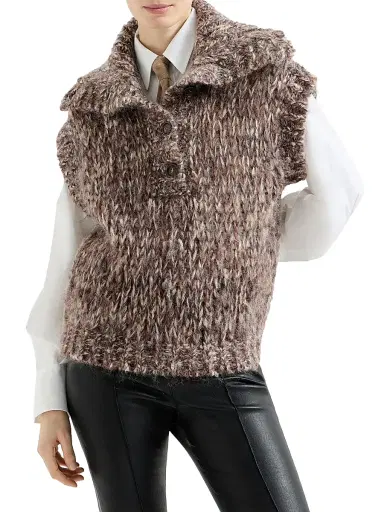 Brunello Cucinelli Women's Malfilé Mohair Turtleneck Sweater Vest | Thumbnail 2 Brunello Cucinelli Women's Malfilé Mohair Turtleneck Sweater Vest | Thumbnail 2