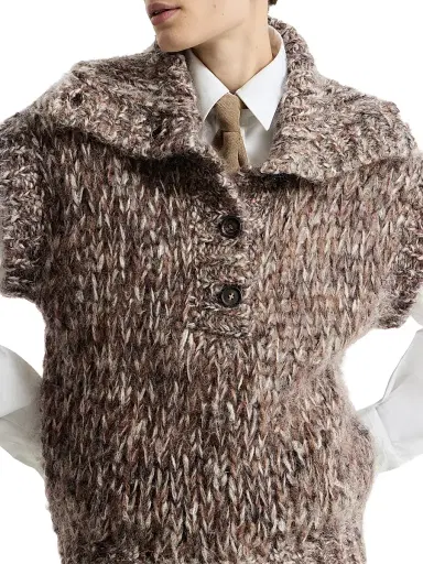 Brunello Cucinelli Women's Malfilé Mohair Turtleneck Sweater Vest | Thumbnail 4 Brunello Cucinelli Women's Malfilé Mohair Turtleneck Sweater Vest | Thumbnail 4