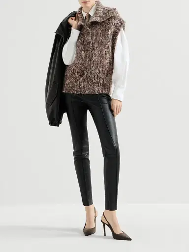 Brunello Cucinelli Women's Malfilé Mohair Turtleneck Sweater Vest | Thumbnail 6 Brunello Cucinelli Women's Malfilé Mohair Turtleneck Sweater Vest | Thumbnail 6