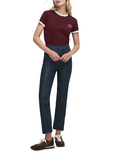 Favorite Daughter Women's Chest Logo Cropped Ringer T-Shirt - Golden Off White | Thumbnail 2 Favorite Daughter Women's Chest Logo Cropped Ringer T-Shirt - Golden Off White | Thumbnail 2